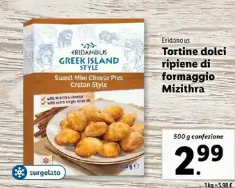 Lidl Tortine dolci ripiene di formaggio mizithra 500 g offerta