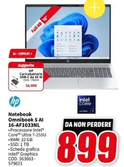 MediaWorld hp Notebook Omnibook 5 AI 16-AF1033NL offerta