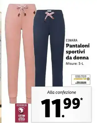Lidl Esmara pantaloni sportivi da donna offerta