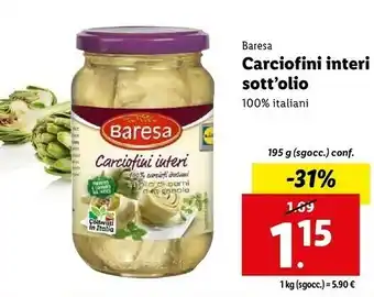 Lidl Carciofini sott'olio offerta