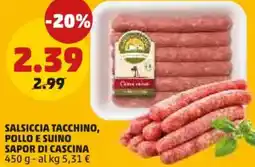 PENNY Salsiccia tacchino, pollo e suino SAPOR DI CASCINA offerta