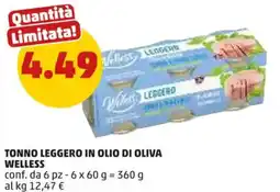 PENNY Tonno leggero in olio di oliva WELLESS offerta