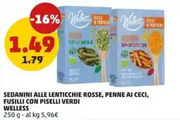 PENNY Sedanini alle lenticchie rosse, penne ai ceci, fusilli con piselli verdi WELLESS offerta