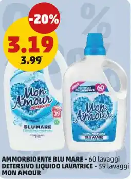 PENNY Ammorbidente blu mare detersivo liquido lavatrice MON AMOUR offerta