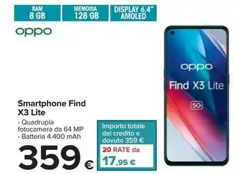 Carrefour Find x3 lite 16,3 cm (6.4") doppia sim coloros 11.1 5g usb tipo-c 8 gb 128 gb 4300 mah nero offerta