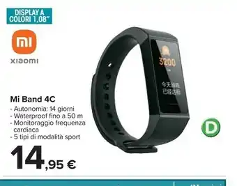 Carrefour Xiaomi mi smart band 4c tft 2,74 cm (1.08") braccialetto per rilevamento di attività nero offerta