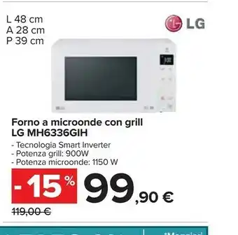 Carrefour Mh6336gih forno a microonde superficie piana microonde combinato 23 l 1150 w bianco offerta