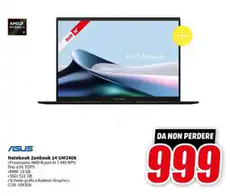 MediaWorld ASUS Notebook Zenbook 14 UM3406 offerta