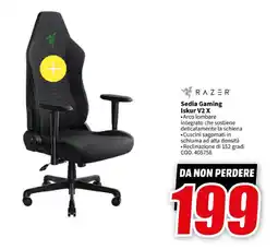 MediaWorld RAZER Sedia Gaming Iskur V2 X offerta