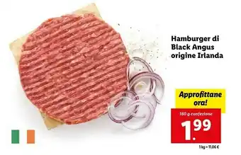 Lidl Hamburger di black angus origine irlanda offerta