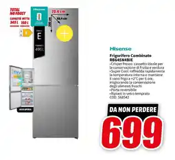 MediaWorld Hisense Frigorifero Combinato RB645N4BIE offerta