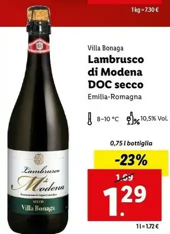 Lidl Lambrusco di modena secco 750 g(ml) offerta