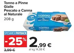 Carrefour Tonno a Pinne Gialle Pescato a Canna al Naturale offerta
