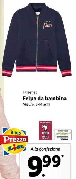 Lidl Pepperts felpa da bambina offerta