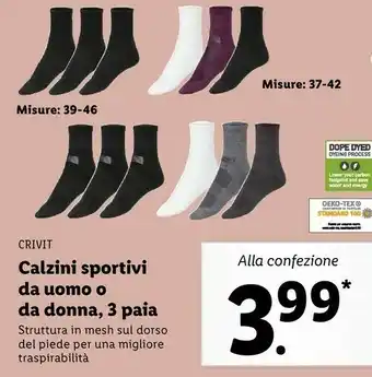 Lidl Crivit calzini sportivi offerta