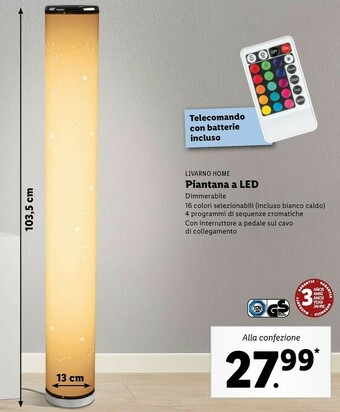 Lidl Livarno home piantana a led offerta