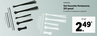 Lidl Parkside set fascette fermacavo, 251 pezzi offerta