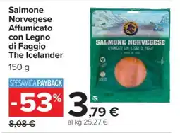 Carrefour Salmone Norvegese Affumicato con Legno di Faggio The Icelander offerta