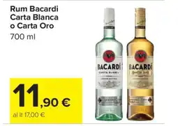 Carrefour Rum Bacardi Carta Blanca o Carta Oro offerta