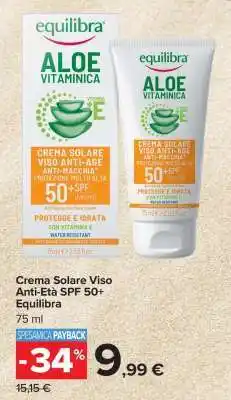 Carrefour Crema Solare Viso Anti-Età SPF 50+ Equilibra offerta