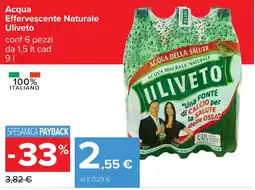 Carrefour Acqua Effervescente Naturale Uliveto offerta