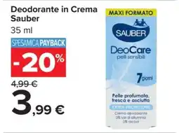 Carrefour Deodorante in Crema Sauber offerta