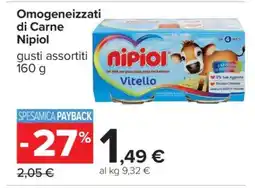 Carrefour OMOGENEIZZATI DI CARNE NIPIOL offerta