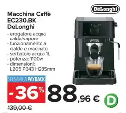 Carrefour Macchina Caffè EC230.BK DeLonghi offerta