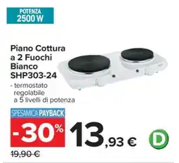 Carrefour Piano Cottura a 2 Fuochi Bianco SHP303-24 offerta