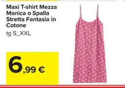 Carrefour Maxi T-shirt Mezza Manica o Spalla Stretta Fantasia in Cotone offerta