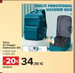 Carrefour Zaino da Viaggio Sottovuoto 30L offerta