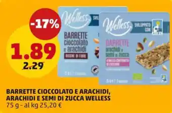 PENNY Barrette cioccolato e arachidi, arachidi e semi di zucca WELLESS offerta