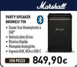 Unieuro Marshall party speaker bromely 750 offerta