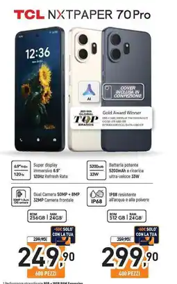 Unieuro TCL NXTPAPER 70 Pro ROM 256GB RAM 24GB offerta