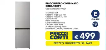 LG FRIGORIFERO COMBINATO GBBSJ10EPY