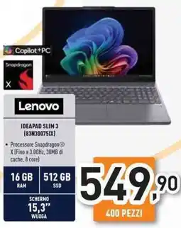Unieuro Lenovo IDEAPAD SLIM 3 (83N300751X) offerta