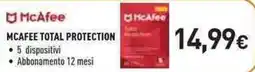 Unieuro Mcafee total protection offerta