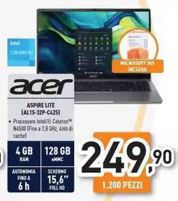 Unieuro acer ASPIRE LITE (AL15-32P-C425) offerta