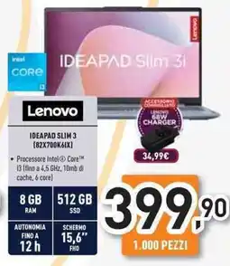 Unieuro Lenovo IDEAPAD SLIM 3 (82X700K6IX) offerta