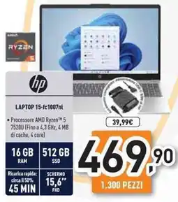 Unieuro hp LAPTOP 15-fc1007nl offerta