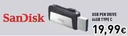 Unieuro Sandisk USB pen drive 64GB type C offerta