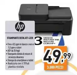 Unieuro hp STAMPANTE DESKJET 4320 offerta
