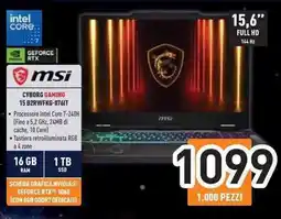Unieuro msi CYBORG GAMING 15 B2RWFKG-076IT offerta