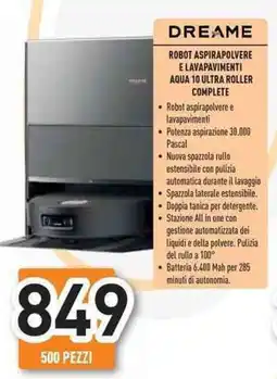 Unieuro Dreame robot aspirapolvere elavapavimenti aqua 10 ultra roller complete offerta