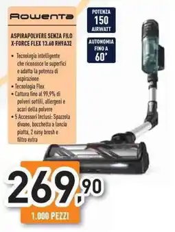 Unieuro Rowenta ASPIRAPOLVERE SENZA FILO X-FORCE FLEX 13.60 RH9A32 offerta
