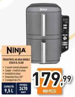 Unieuro NINJA FRIGGITRICE AD ARIA DOUBLE STACK XL SL400 offerta