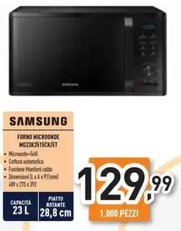 Unieuro SAMSUNG FORNO MICROONDE MG23K3515CK/ET offerta