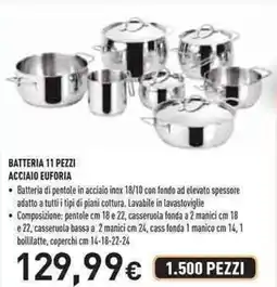 Unieuro Lagostina batteria acciaio euforia offerta