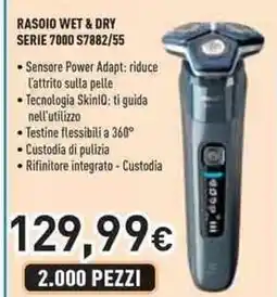 Unieuro PHILIPS RASOIO WET & DRY SERIE 7000 S7882/55 offerta