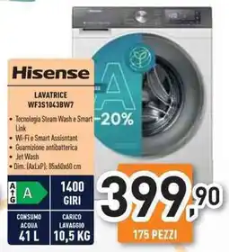 Unieuro Hisense LAVATRICE WF3S1043BW7 offerta